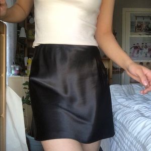 Forever 21 Black Mini Satin Slip Skirt